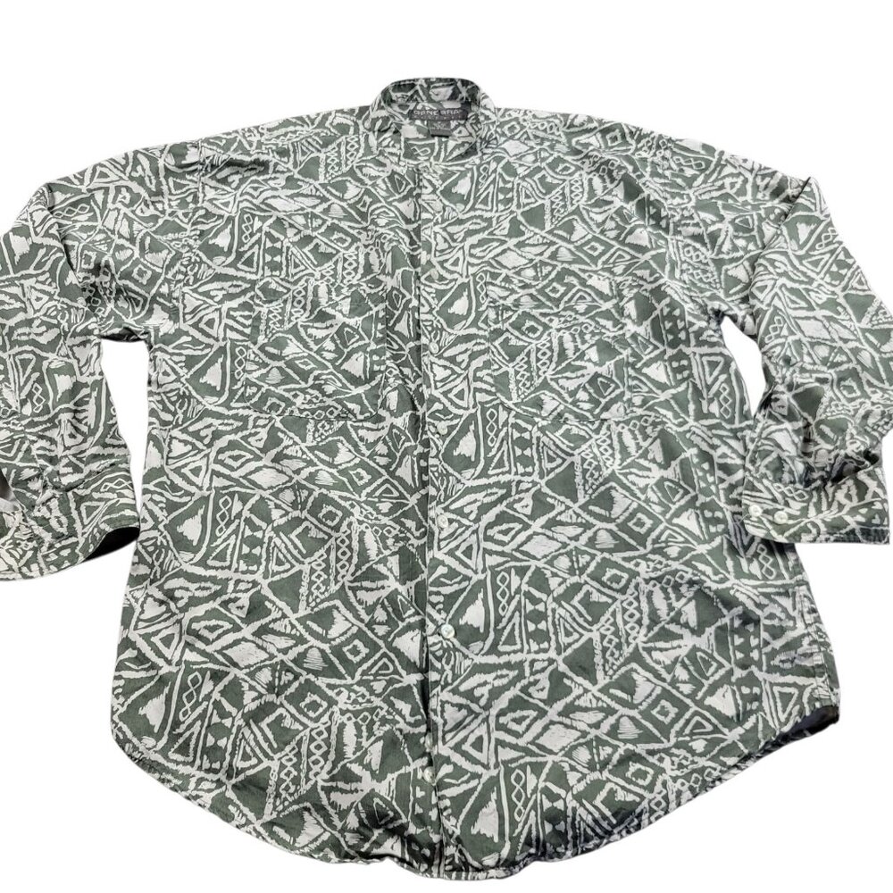 Generra Shirt Mens Medium Geometric Button Up Long Sleeve